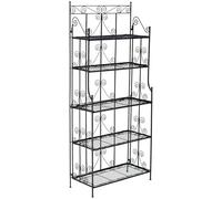 CLP Étagčre sur Pied Ciara I Étagčre métallique pour Plantes de Style campagnard I 5 étagčres Pliables, Couleur:Noir