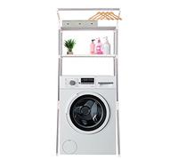 CLP Etagère A Lave-Linge en Tubes d'acier Ellsworth I Etagère pour Machine A Laver avec 2 Espaces De Rangement Et 1 Tringle, Couleur:Blanc