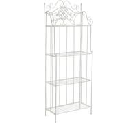 CLP Étagère en Métal Revêtue par Poudrage Flora I Support pour Plantes I Etagère Décorative avec 4 Espaces De Rangement, Couleur:Blanc Antique