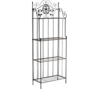 CLP Etagere a Plantes en Metal Flora Style Campagne, Pliable, 4 Niveaux, Interieur et Exterieur, Jardin, Balcon, terrasse, Contre Un Mur, Couleur:Noir