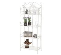 CLP Étagère Anika en Fer Stable et Robuste - Étagère de Rangement Pliable avec 4 Niveaux - Rangement pour Plantes Épices - Étagère en Fer Forgé - Couleur: | Couleur Blanc Antique