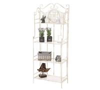 CLP Étagère Anika en Fer Stable et Robuste - Étagère de Rangement Pliable avec 4 Niveaux - Rangement pour Plantes Épices - Étagère en Fer Forgé - Couleur: Crème Antique