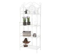 CLP Étagère Anika en Fer Stable et Robuste - Étagère de Rangement Pliable avec 4 Niveaux - Rangement pour Plantes Épices - Étagère en Fer Forgé - Couleur: Blanc