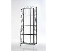CLP Etagère de Rangement Lea, Étagère de Jardin très Stable, Porte -Plante en Métal, Etagère de Rangement Pliable avec 4 Niveaux de Rangement, 160 x 60 x 30 cm Noir