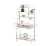CLP Étagère de Rangement Shine - 4 Surfaces de Rangement 3 Paniers et 3 Pots pour Fleurs - Étagère Pliable - Hauteur 150 cm - Plusieurs Couleurs Disponibles :, Couleurs:Antique crème