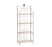 CLP Etagère en Fer Forgé Lenja I Etagère De Rangement Pliable 4 Niveaux Stables Et Robustes I Etagère Décorative pour Plantes, Couleur:Marron Antique