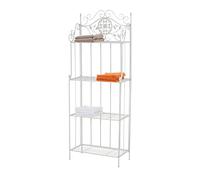 CLP Étagère en Métal Revêtue par Poudrage Flora I Support pour Plantes I Etagère Décorative avec 4 Espaces De Rangement, Couleur:Blanc