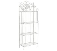 CLP Étagère en Métal Revêtue par Poudrage Flora I Support pour Plantes I Etagère Décorative avec 4 Espaces De Rangement, Couleur:Blanc Antique