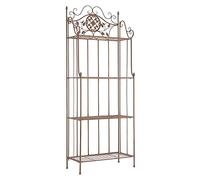 CLP Étagère en Métal Revêtue par Poudrage Flora I Support pour Plantes I Etagère Décorative avec 4 Espaces De Rangement, Couleur:Marron Antique