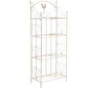 CLP Étagère Pliante Mia en Fer, avec 4 Niveaux de Rangement, Style Maison de Campagne, Disponible en Plusieurs Couleurs, Couleur:crème Antique