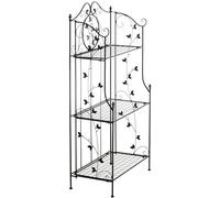 CLP Etagere Pliante Reus, Style Maison de Campagne, Etagere a Plantes en Metal, Gain de Place pour Interieur et Exterieur abrite | Couleur Noir