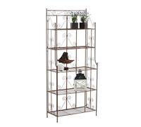 CLP Étagère sur pied Ciara, étagère pour balcon, terrasse et jardin avec 5 étagères pliables,marron antique