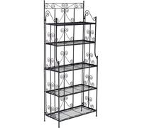 CLP Étagère sur pied Ciara, étagère pour balcon, terrasse et jardin avec 5 étagères pliables,noir