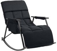 CLP Fauteuil à Bascule Cathy I Fauteuil Relax rembourré I Fauteuil à Bascule avec Dossier I Structure métallique avec accoudoirs et Poche latérale, Couleur:Noir, Matériel:Tissu