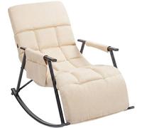 CLP Fauteuil a Bascule Rembourre Elara avec Repose Pieds, Dossier inclinable et Poche Laterale, Ideal pour Allaitement Couleur:crème;Matériel:Tissu