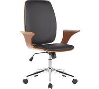 CLP Fauteuil de bureau Burbank avec coque d'assise en bois , Noyer / Noir/Similicuir Noyer / Noir G