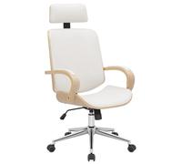 CLP Chaise de bureau Dayton similicuir pivotante avec appui-tête réglage hauteur 360° Nature/Blanc