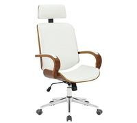 CLP Fauteuil de bureau Dayton en Similicuir Ajustable et pivotant , Noyer / Blanc