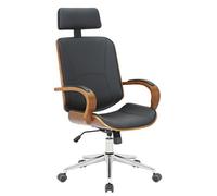 CLP Fauteuil de bureau Dayton en Similicuir Ajustable et pivotant , Noyer / Noir