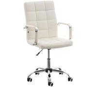 CLP Fauteuil de Bureau Deli V2 en Similicuir - Chaise Rembourrée avec Accoudoirs - Fauteuil Ergonomique avec Piètement Chromé - Couleurs au Choi, Couleur:crème