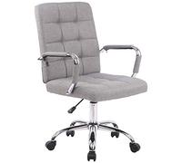 CLP Fauteuil de Bureau Ergonomique à roulettes Deli Pro - Chaise de Bureau Confortable - Rembourré avec Revêtement en Tissu - Réglable en Hauteu | Couleur Gris