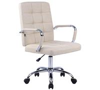CLP Fauteuil de Bureau Ergonomique à roulettes Deli Pro - Chaise de Bureau Confortable - Rembourré avec Revêtement en Tissu - Réglable en Hauteu, Couleur:crème