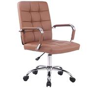 CLP Fauteuil De Bureau Ergonomique A roulettes Deli Pro en Similicuir I Chaise De Bureau Confortable Rembourrée Hauteur Réglable Et Pivotante, Couleur:Brun Clair