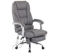 CLP – Fauteuil de bureau Pacific – Cuir véritable, massage, roulettes, hauteur réglable – Gris