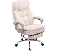 CLP Fauteuil De Bureau Ergonomique XL Troy en Similicuir I Chaise De Bureau Rembourrée I Hauteur réglable Inclinable I Repose-Pieds Téléscopique, Couleur:crème