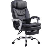 CLP Fauteuil De Bureau Ergonomique XL Troy en Similicuir I Chaise De Bureau Rembourrée I Hauteur réglable Inclinable I Repose-Pieds Téléscopique, Couleur:Noir