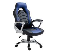 CLP Fauteuil De Bureau Foxton en Similicuir I Réglable en Hauteur Pivotante I Chaise Gaming A roulettes, Couleur:Noir/Bleu