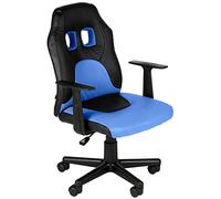 CLP Fauteuil De Bureau Fun pour Enfants I Chaise De Bureau Juniors Garçon/Fille I Revêtement Similicuir I Hauteur réglable I Pivotante, Couleur:Noir/Bleu
