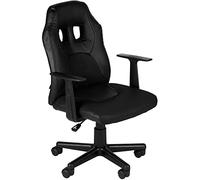 CLP Fauteuil De Bureau Fun pour Enfants I Chaise De Bureau Juniors Garçon/Fille I Revêtement Similicuir I Hauteur réglable I Pivotante, Couleur:Noir/Noir