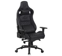 CLP Fauteuil De Bureau Gaming Keren en Véritable Cuir I Chaise Gamer Hauteur Réglable I Dossier Inclinable I Coussin Lombaire I Pivotant, Couleur:Noir