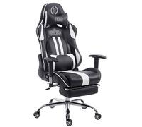 CLP Fauteuil de bureau Gamer Limit V2 en similicuir , Noir / Blanc/avec repose-pieds
