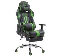 CLP Fauteuil de bureau Gamer Limit V2 en similicuir , Noir / Vert/avec repose-pieds