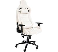 CLP Fauteuil De Bureau Gaming Keren en Véritable Cuir I Chaise Gamer Hauteur Réglable I Dossier Inclinable I Coussin Lombaire I Pivotant, Couleur:Blanc
