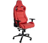 CLP Fauteuil De Bureau Gaming Keren en Véritable Cuir I Chaise Gamer Hauteur Réglable I Dossier Inclinable I Coussin Lombaire I Pivotant, Couleur:Rouge
