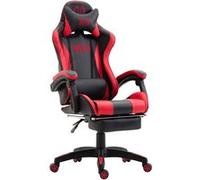 Fauteuil de Bureau Gamer Ignite Similicuir I Chaise de Bureau à roulettes Confortable et Ergonomique Hauteur Réglable Repose-Pied et Accoudoir, Couleur:Noir/Rouge