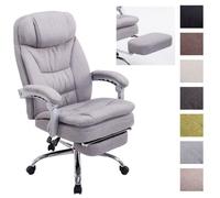 CLP Fauteuil de bureau inclinable Troy en tissu avec repose-pieds téléscopique, Gris 118 cm