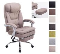 CLP Fauteuil de bureau inclinable Troy en tissu avec repose-pieds téléscopique, Taupe 118 cm