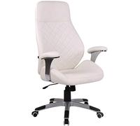 CLP Fauteuil De Bureau Layton en Similicuir Ou Cuir I Chaise De Bureau Hauteur Réglable Et Pivotante I Surface D'Assise Rembourrée I Accoudoirs, Couleur:Blanc, Matériel:Similicuir