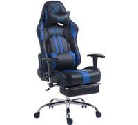 CLP Fauteuil de bureau Limit similicuir avec ou sans Repose-pieds téléscopique , Noir / Bleu/avec repose-pieds Noir / Bleu G