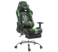 CLP Fauteuil de bureau Limit similicuir avec ou sans Repose-pieds téléscopique , Noir / Vert/avec repose-pieds Noir / Vert G