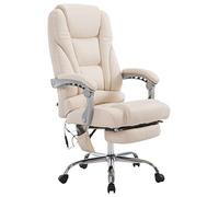 CLP Fauteuil de bureau Massage Fauteuil relax avec repose-pieds amovible, hauteur réglable, en simili cuir, ergonomique, pivotant, avec roues, capacité de charge maximale 150 kg (crème)