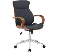 CLP Chaise de Bureau Ergonomique Melilla, réglable en Hauteur et pivotante, avec Dossier inclinable et accoudoirs en Simili-Cuir, Couleur:Noyer/Noir
