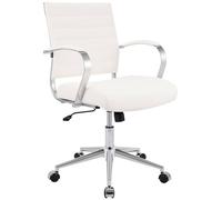 CLP Chaise pivotante Oakland I Fauteuil de Direction avec Hauteur d'assise réglable en continu I Fauteuil de Bureau avec roulettes, Couleur:Blanc, Matériel:Similicuir