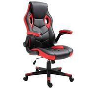 CLP Fauteuil De Bureau Omis en Similicuir I Chaise Gaming Réglable en Hauteur Pivotante I Fauteuil De Gamer A roulettes I, Couleur:Noir/Rouge