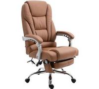 CLP Fauteuil de bureau Pacific en similicuir avec une fonction massage , Marron clair Marron clair G