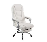 CLP Fauteuil De Bureau Pacific en Similicuir I Chaise De Bureau Moderne Hauteur Réglable Et Pivotante I Repose-Pieds Téléscopique I Accoudoirs, Couleur:Blanc